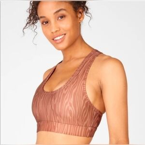 Fabletics Womens Medium Impact Brown Tan Yoga Sports Bra Workout Exercise